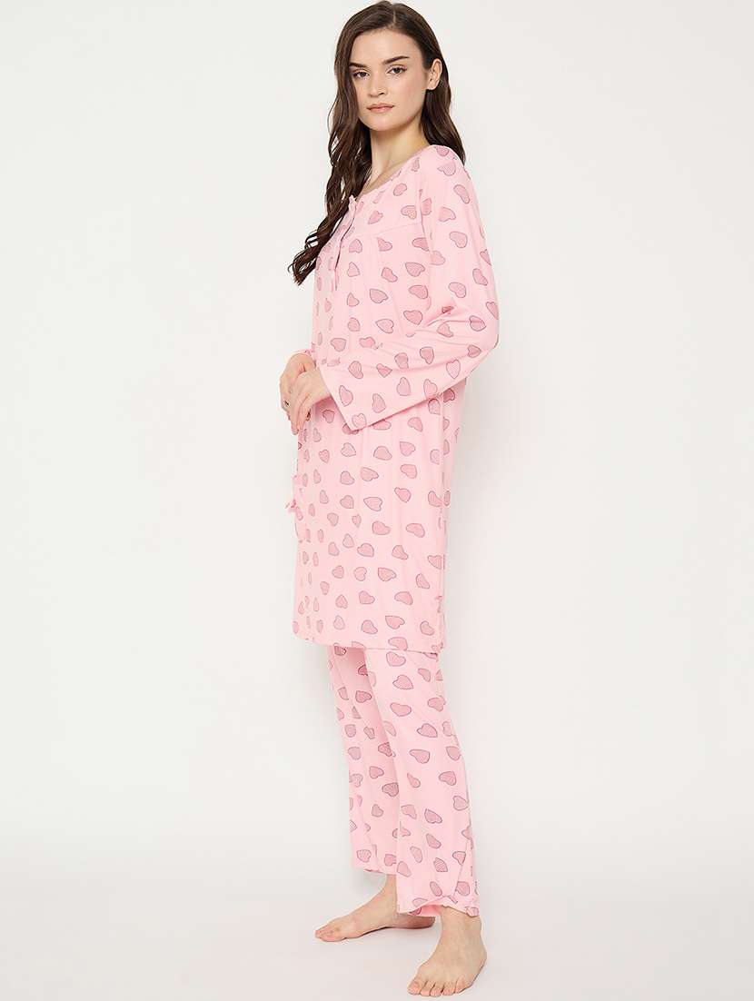 women printed long sleeve nightwear pyjama set - 21966794 -  Standard Image - 4