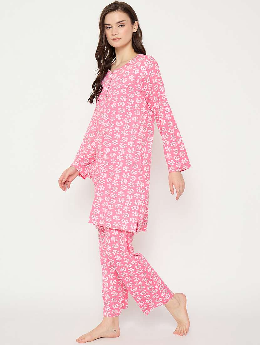 women printed long sleeve nightwear pyjama set - 21966795 -  Standard Image - 4