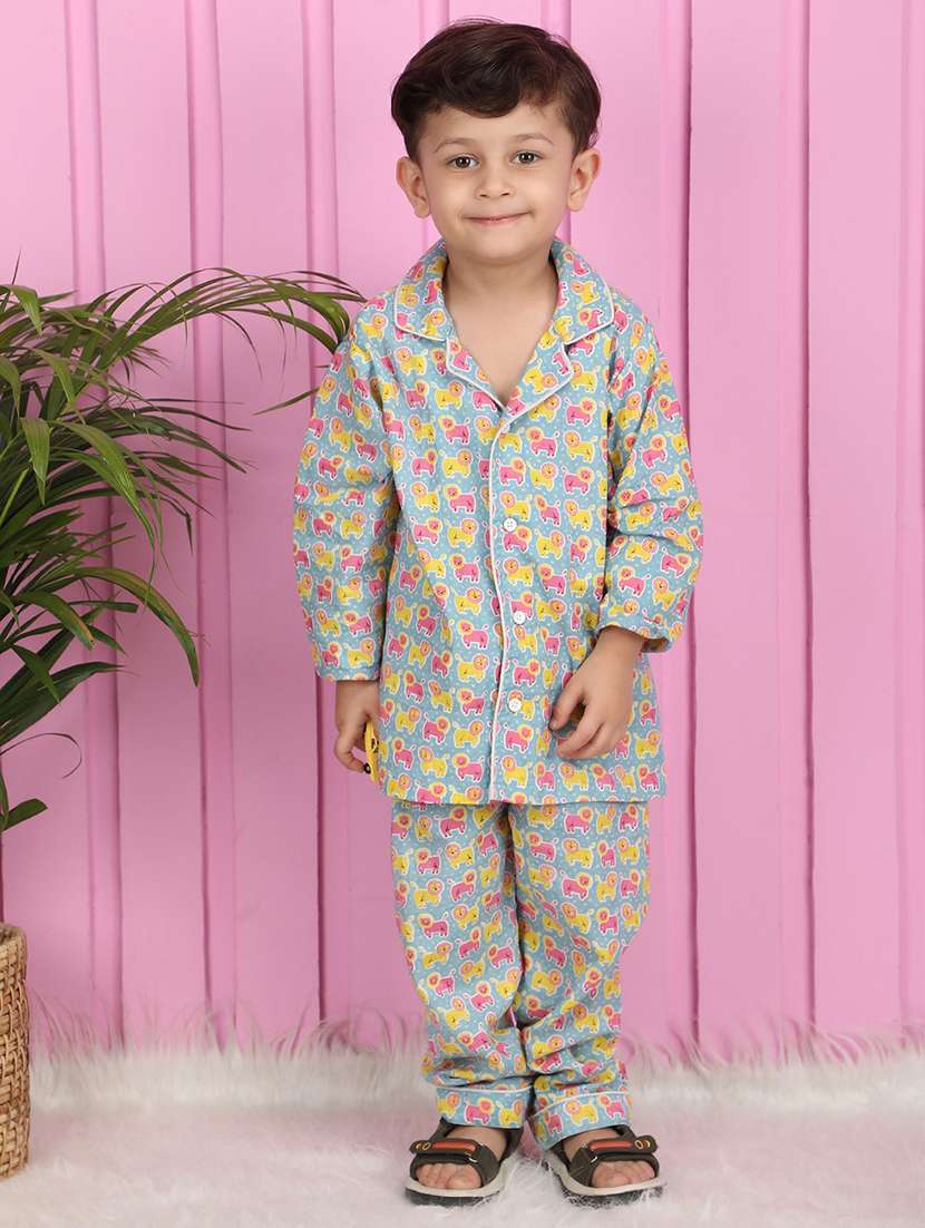 boys printed long sleeve pyjama set nightwear - 21966798 -  Standard Image - 1