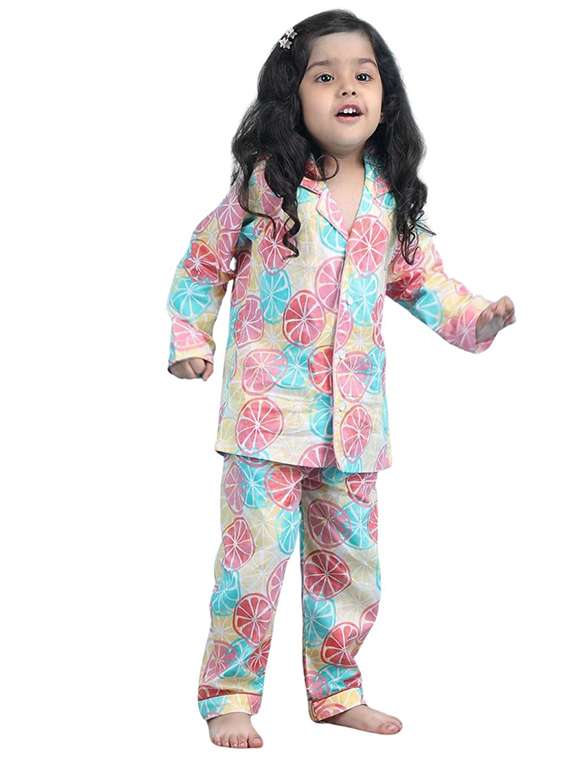 girls printed long sleeve nightwear pyjama set - 21966803 -  Standard Image - 1