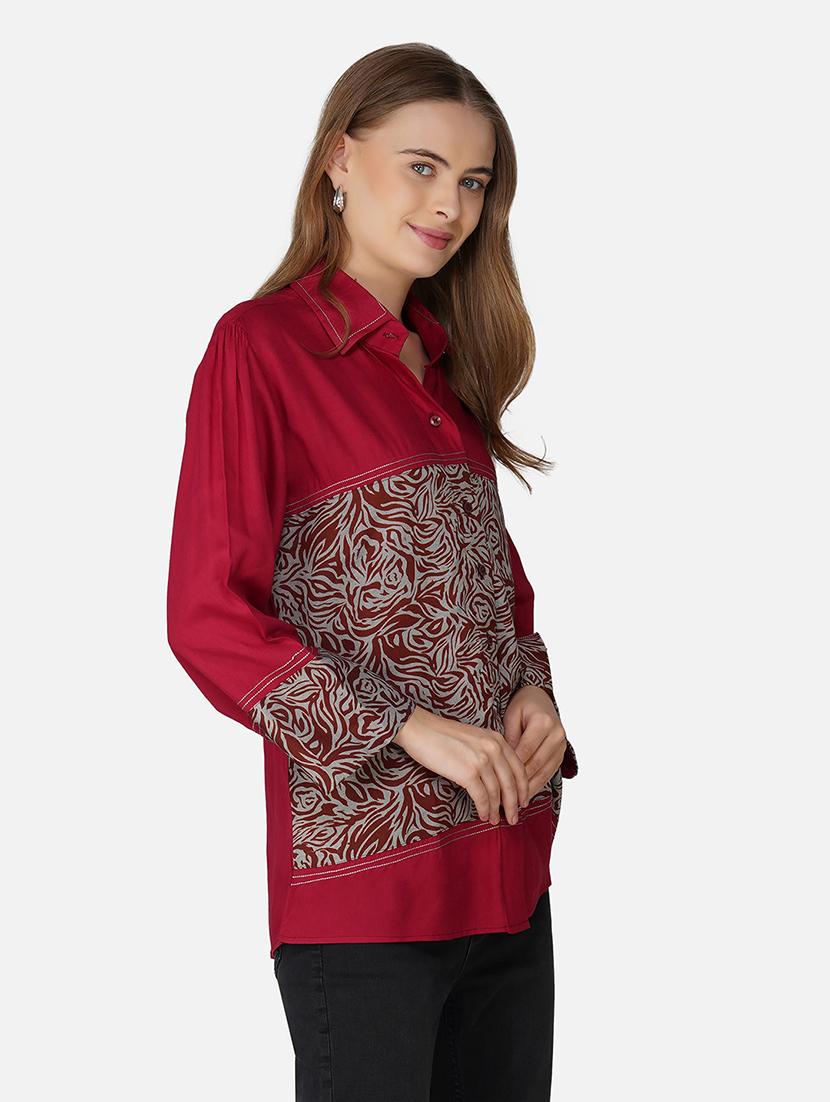 women printed collared long sleeve shirt - 21966836 -  Standard Image - 1