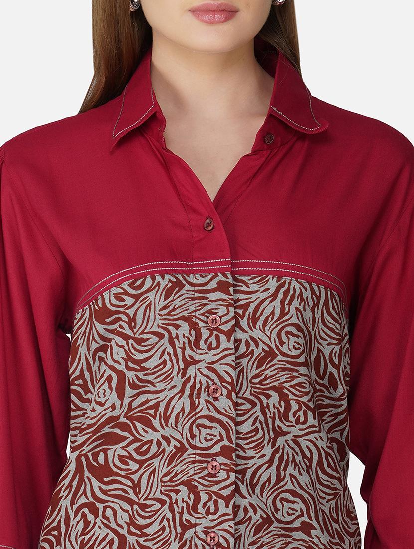 women printed collared long sleeve shirt - 21966836 - Standard Image - 4
