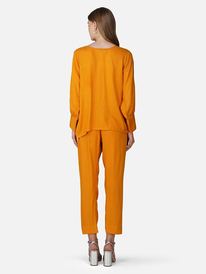 women orange solid top and trouser co-ord set - 21966837 - Standard Image - 1