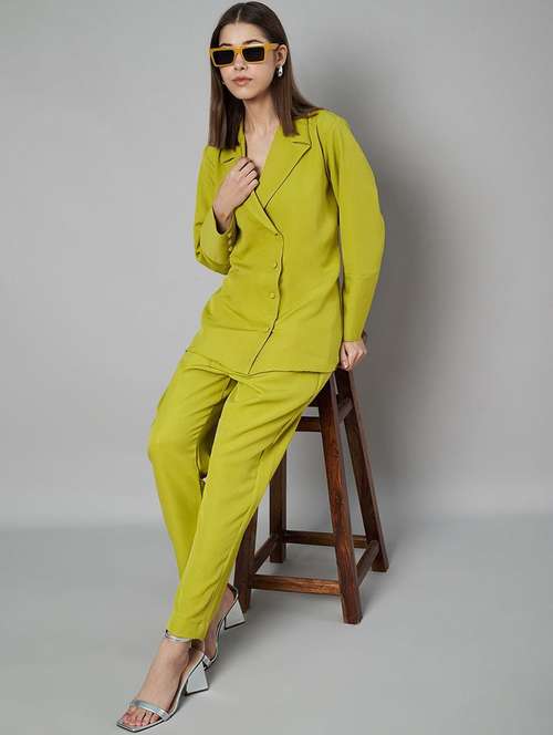 women solid blazer and trouser co-ord set - 21966839 -  Standard Image - 0