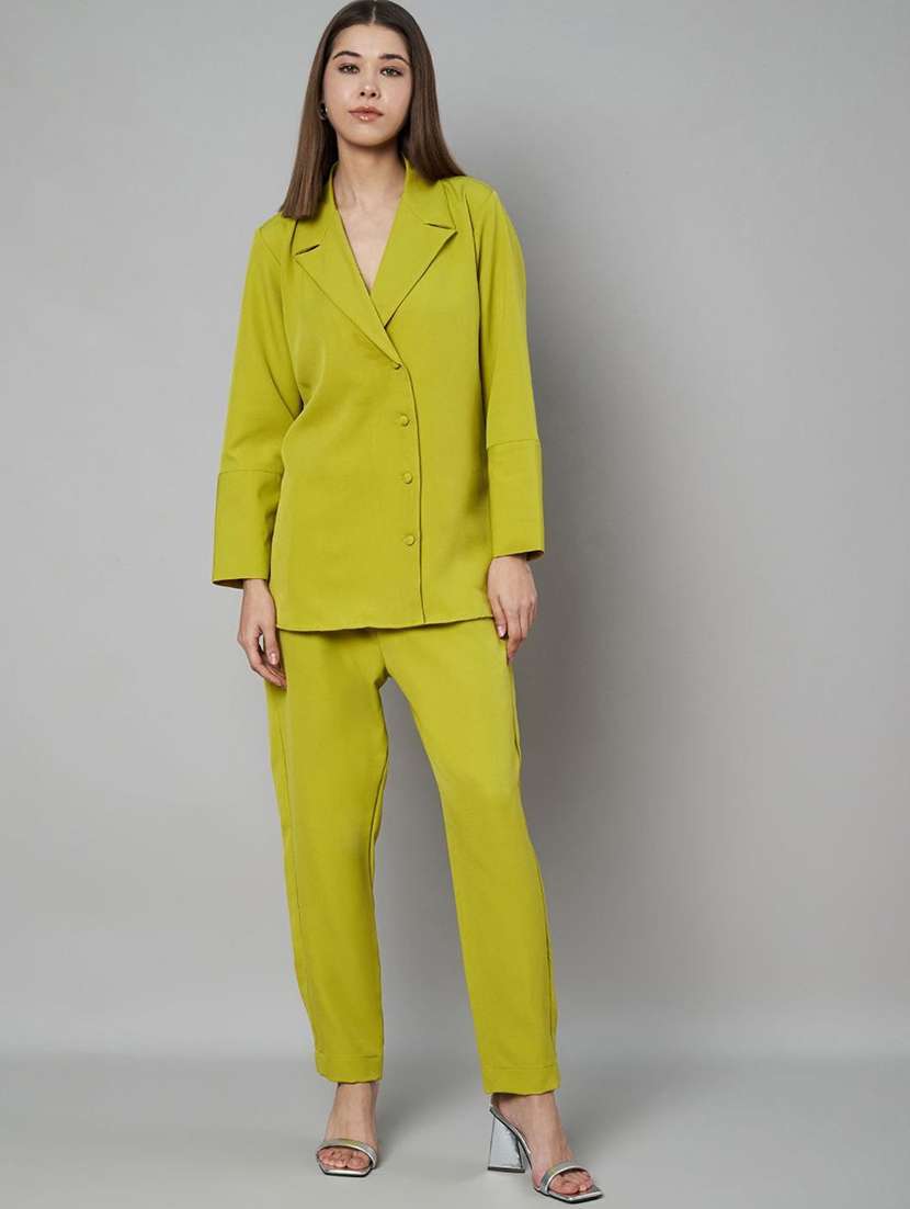 women solid blazer and trouser co-ord set - 21966839 -  Standard Image - 1