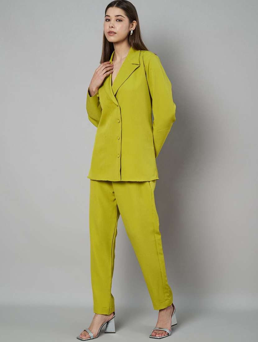 women solid blazer and trouser co-ord set - 21966839 -  Standard Image - 4