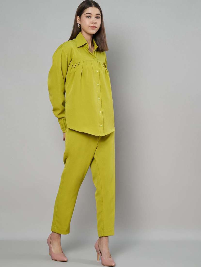 women solid shirt and trouser co-ord set - 21966840 -  Standard Image - 1