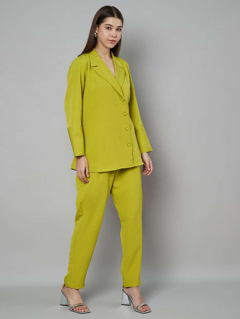 women solid blazer and trouser co-ord set - 21966848 -  Standard Image - 1