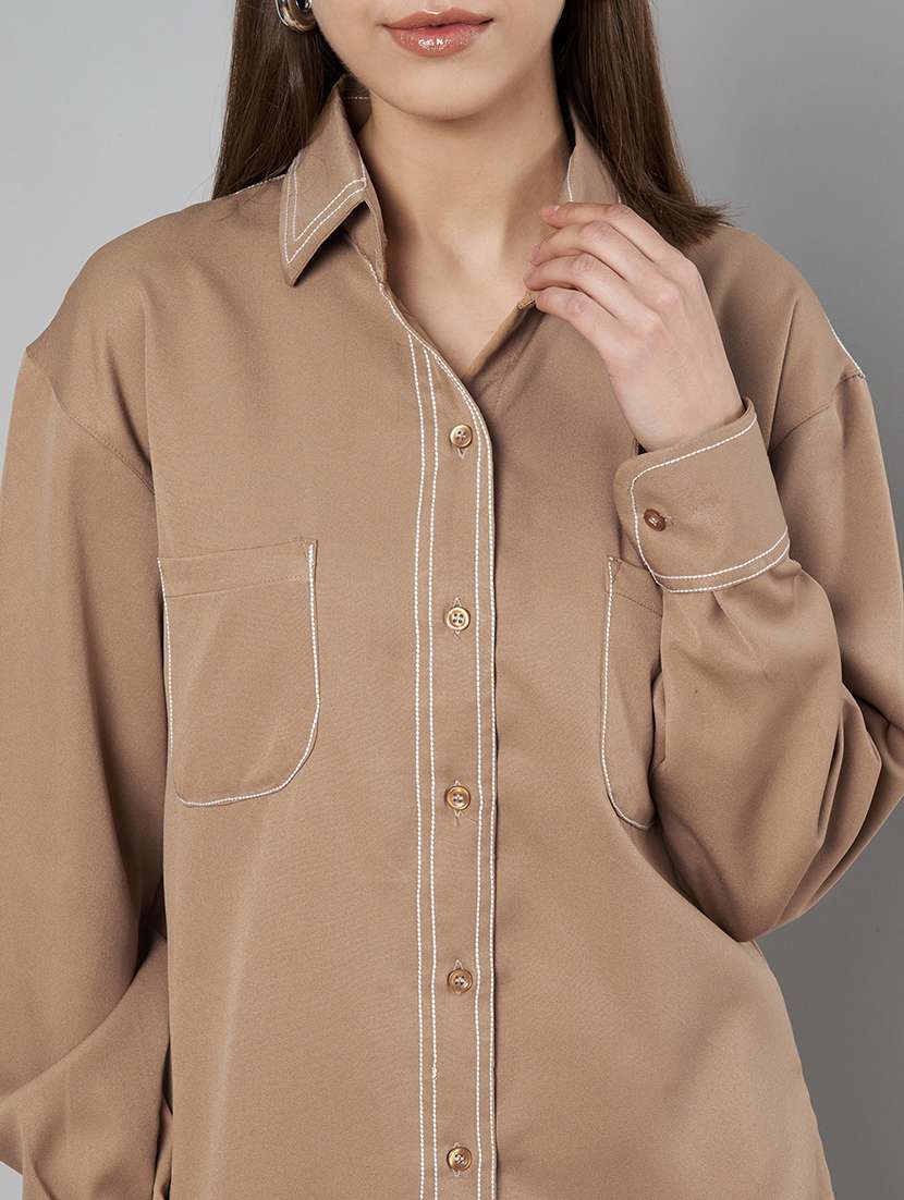 women solid shirt and trouser co-ord set - 21966849 -  Standard Image - 4