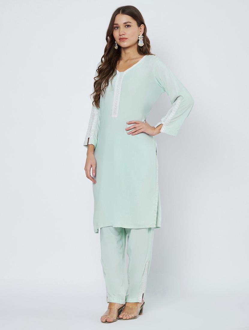 women lace detailed kurta and pant set - 21966852 - Standard Image - 1