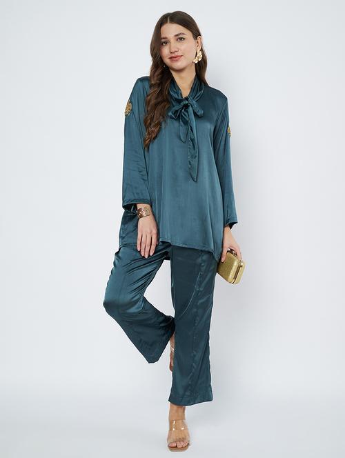 women embroidered  top and trouser co-ord set - 21966854 -  Standard Image - 0