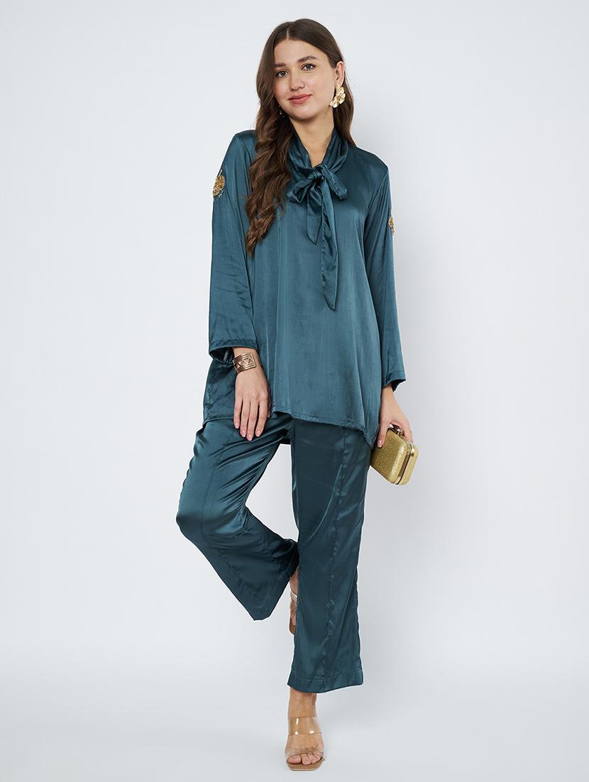 women embroidered  top and trouser co-ord set - 21966854 -  Zoom Image - 0