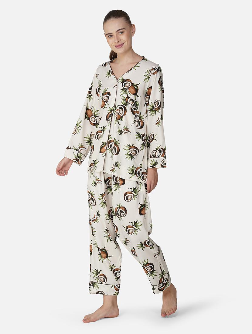women printed long sleeve nightwear pyjama set - 21966855 -  Standard Image - 1