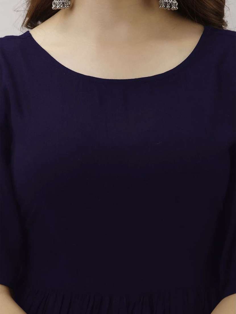 women solid round neck fit and flared maxi dress - 21966858 -  Standard Image - 4