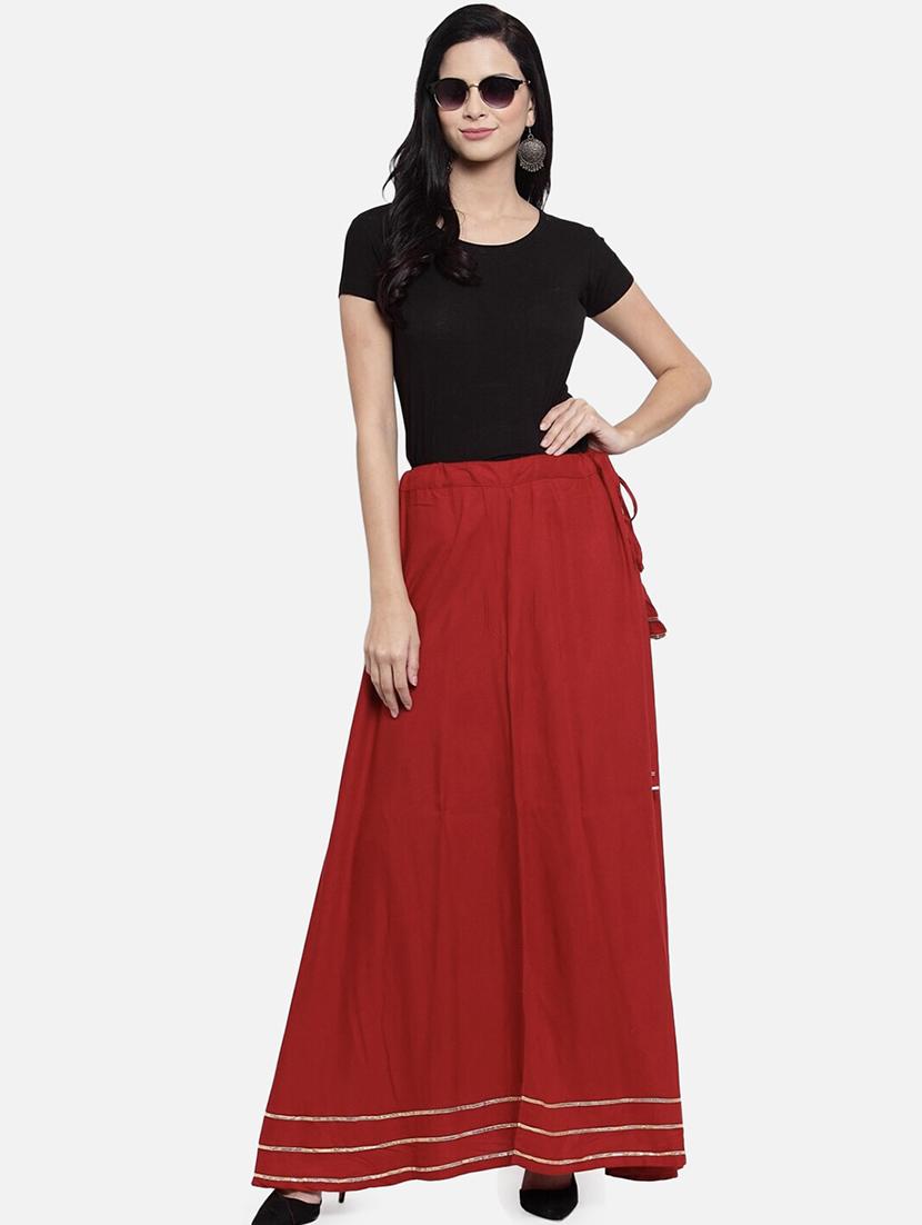 women gota patti mid rise flared maxi skirt - 21966875 - Standard Image - 1