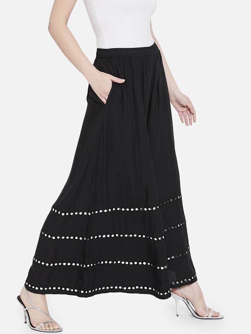 women mirror work mid rise flared maxi skirt - 21966883 -  Standard Image - 1