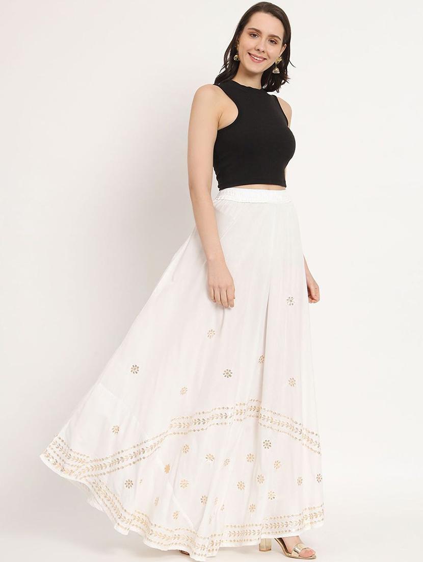women mirror work mid rise flared maxi skirt - 21966884 - Standard Image - 4