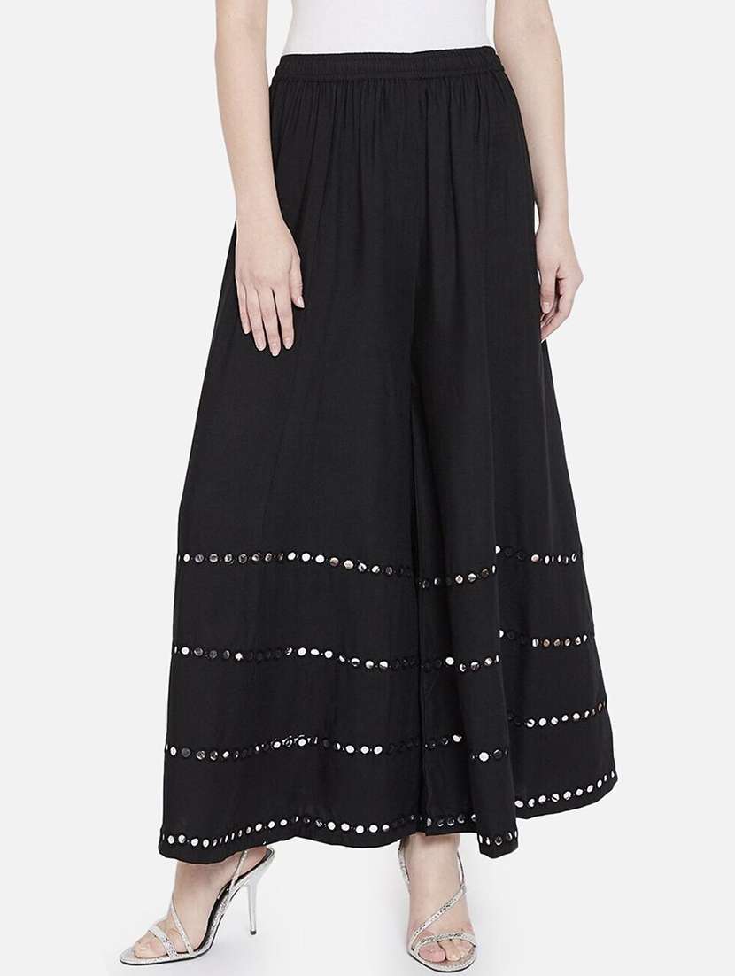 women mirror work mid rise flared maxi skirt - 21966893 - Zoom Image - 0