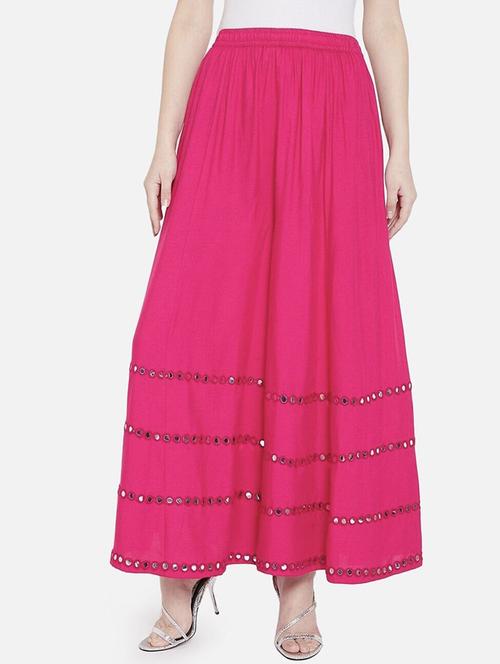 women mirror work mid rise flared maxi skirt - 21966894 -  Standard Image - 0