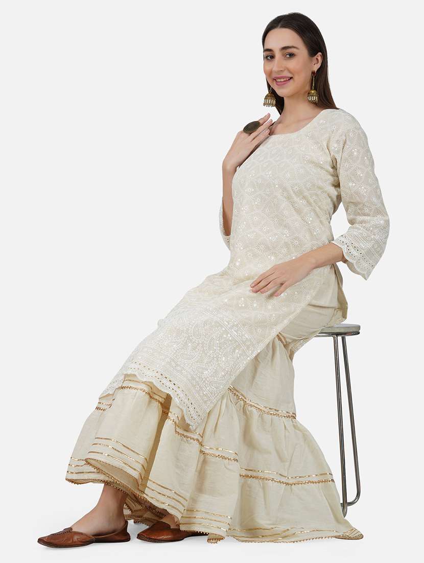 women solid with work mid rise gotta work sharara - 21966898 -  Standard Image - 4