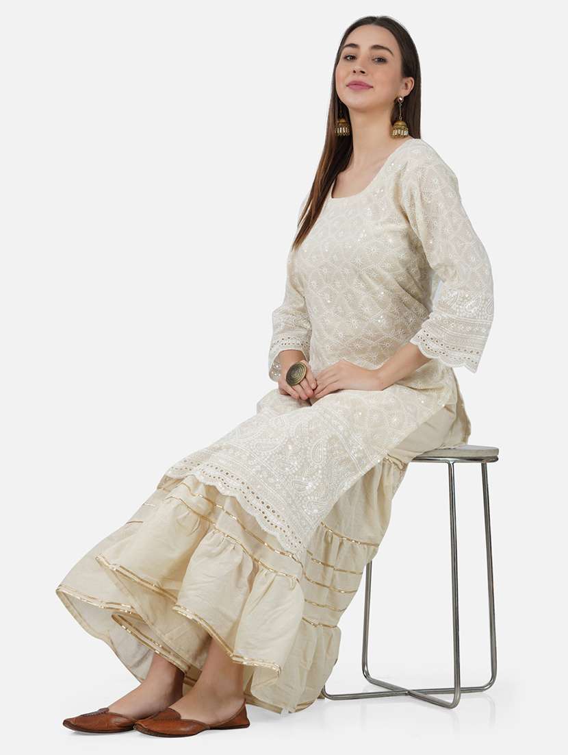 women solid with work mid rise gotta work sharara - 21966901 -  Standard Image - 4