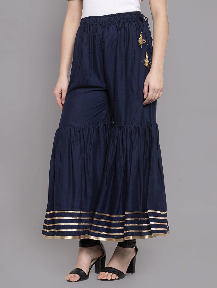 women solid with work mid rise gotta work sharara - 21966907 -  Standard Image - 1
