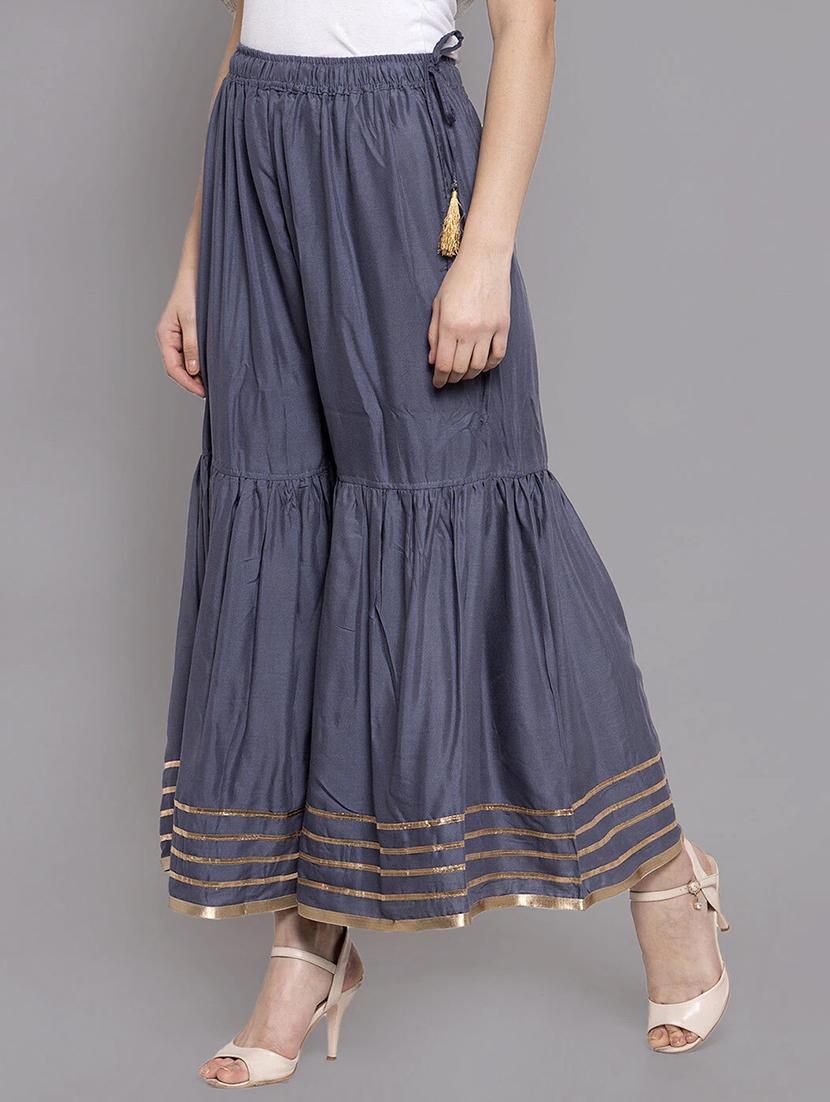 women solid with work mid rise gotta work sharara - 21966913 -  Standard Image - 1