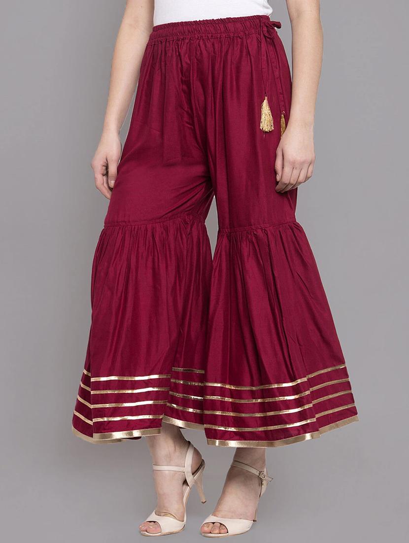 women solid with work mid rise gotta work sharara - 21966914 - Standard Image - 1