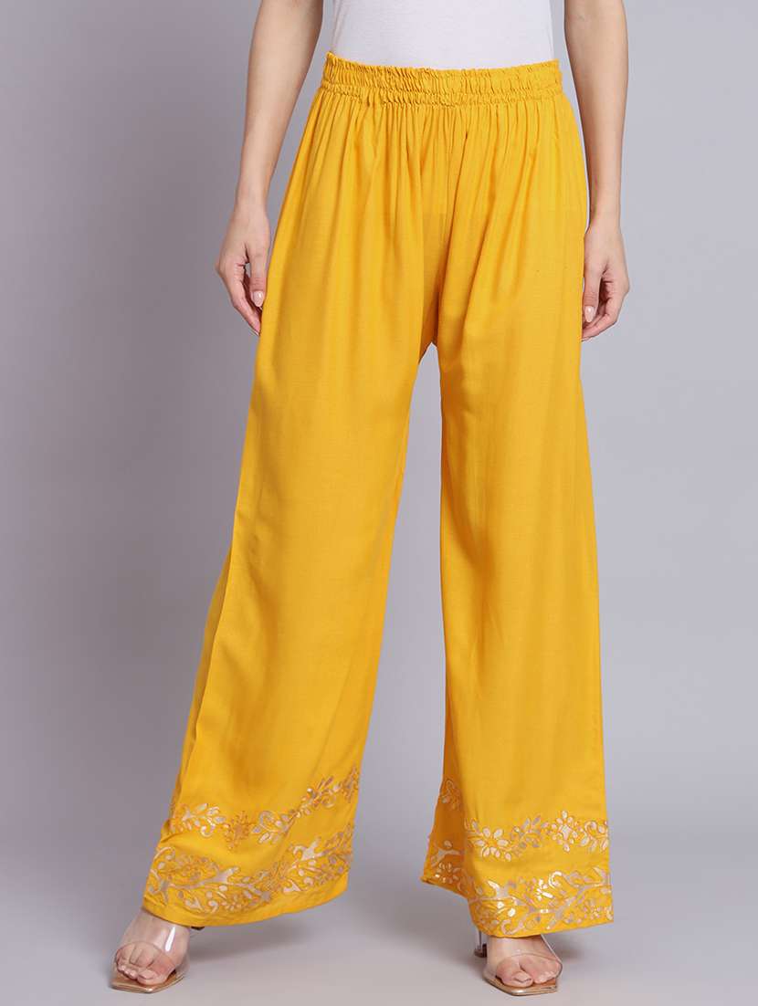 women printed mid rise stright palazzo