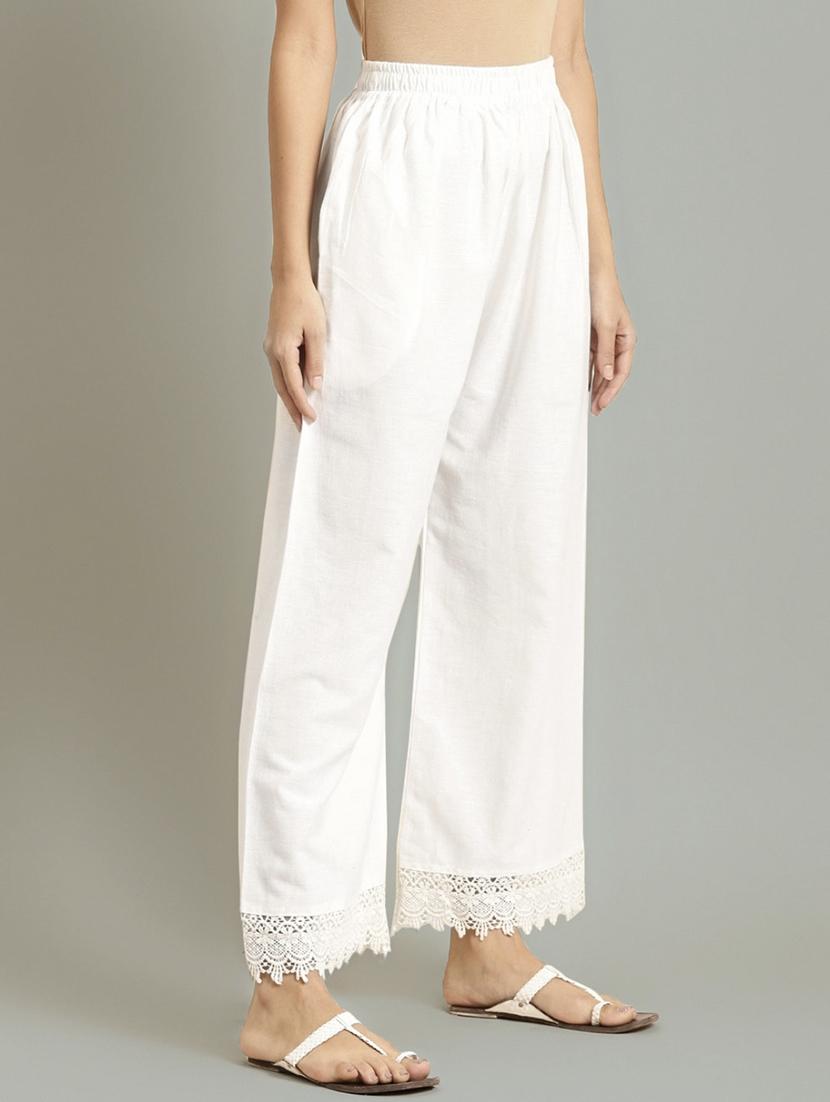 women solid high rise straight palazzo - 21966962 -  Standard Image - 1