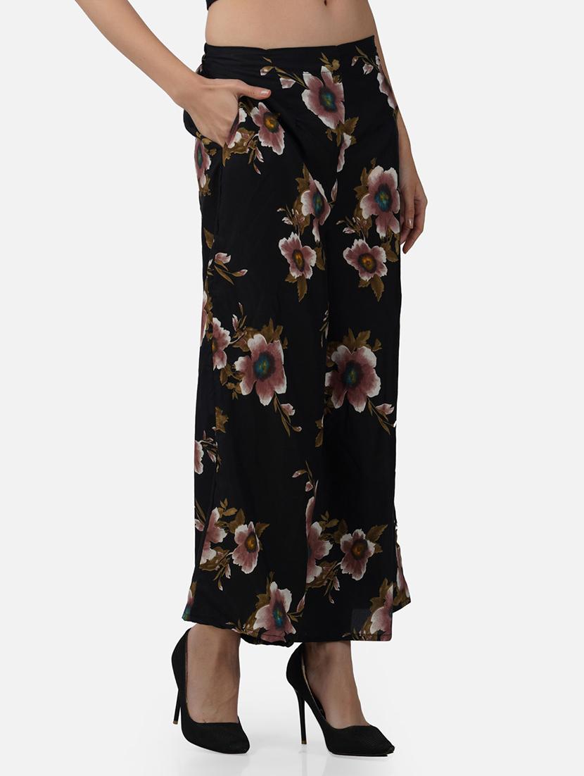 women floral print mid rise flared palazzo - 21966969 -  Standard Image - 1
