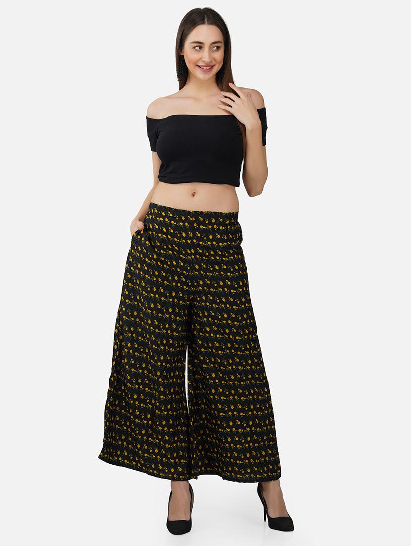 women printed mid rise flared palazzo - 21966971 - Standard Image - 4