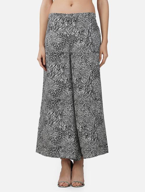 women animal print mid rise flared palazzo - 21966972 - Standard Image - 0