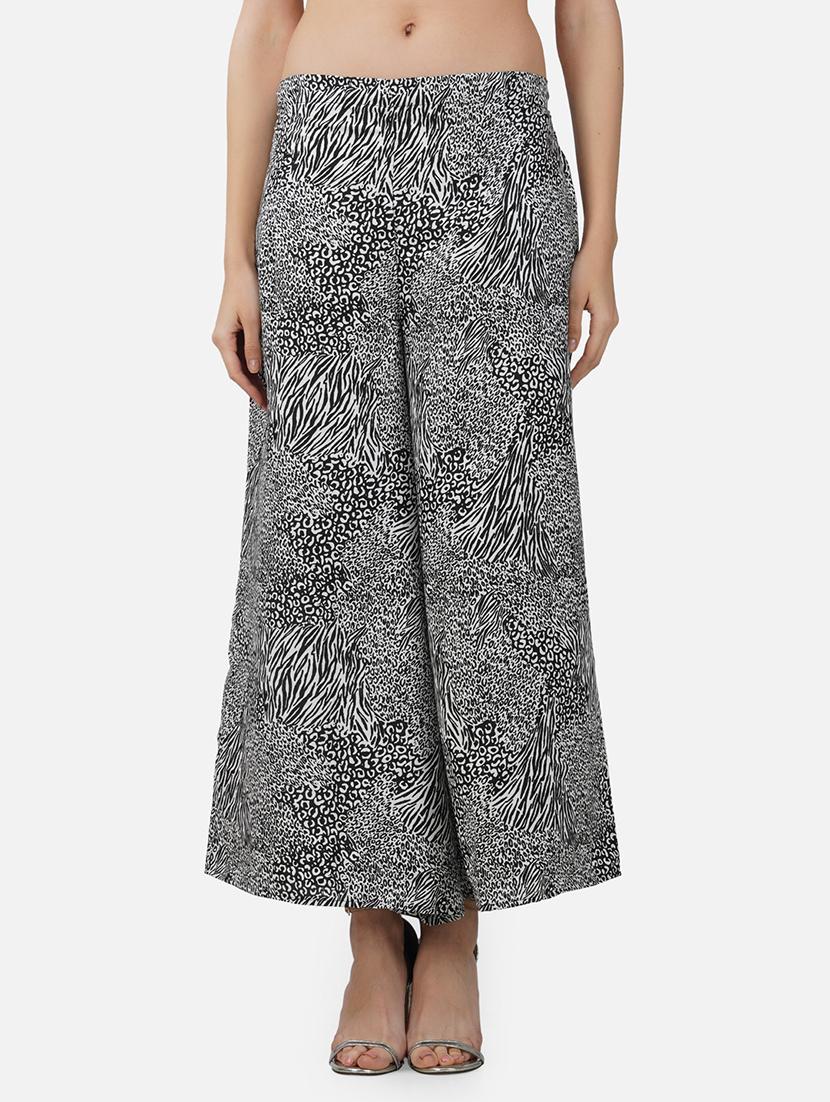 women animal print mid rise flared palazzo - 21966972 - Zoom Image - 0