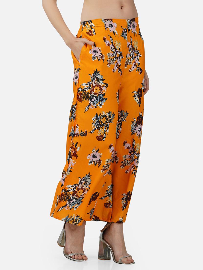 women floral print mid rise flared palazzo - 21966973 -  Standard Image - 1
