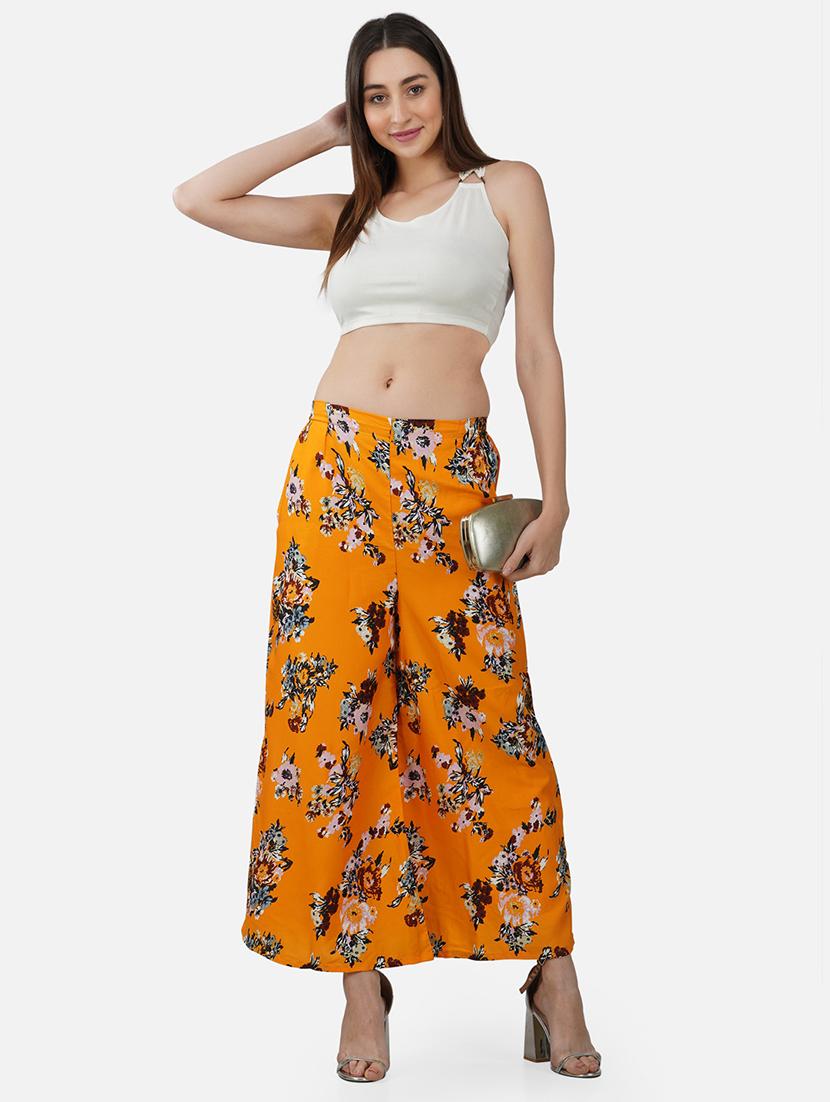women floral print mid rise flared palazzo - 21966973 - Standard Image - 4