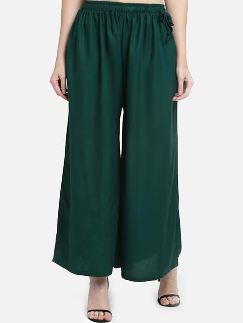 women solid high rise flared palazzo - 21966983 -  Standard Image - 0