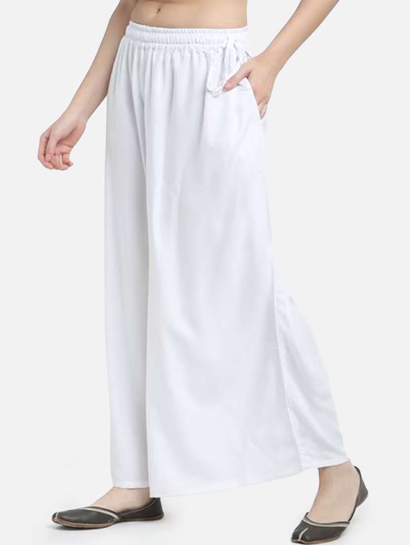 women solid high rise flared palazzo - 21966988 -  Standard Image - 1