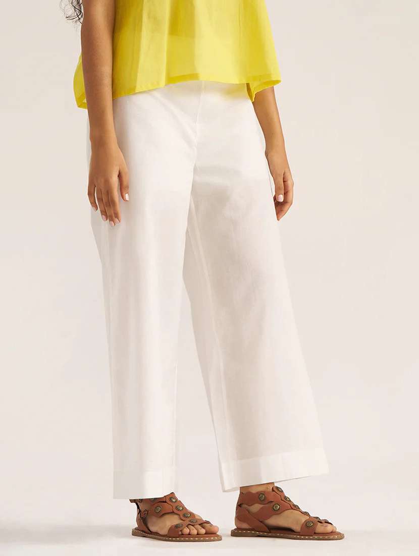 women solid high rise flared palazzo - 21966989 -  Standard Image - 1