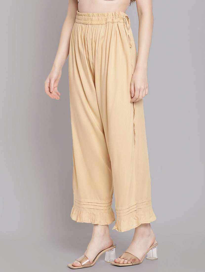 women solid high rise straight palazzo - 21966990 -  Standard Image - 1