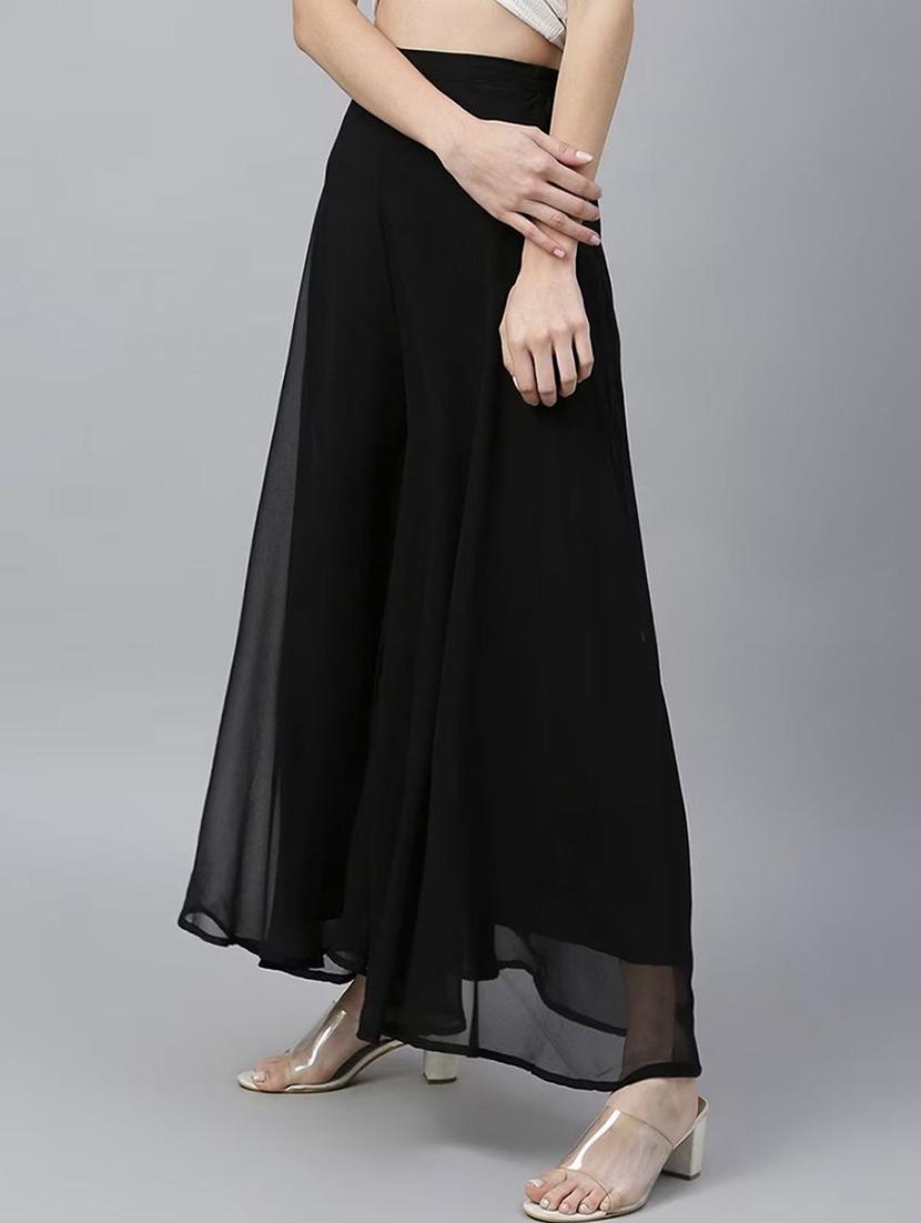 women solid high rise flared palazzo - 21966995 - Standard Image - 1