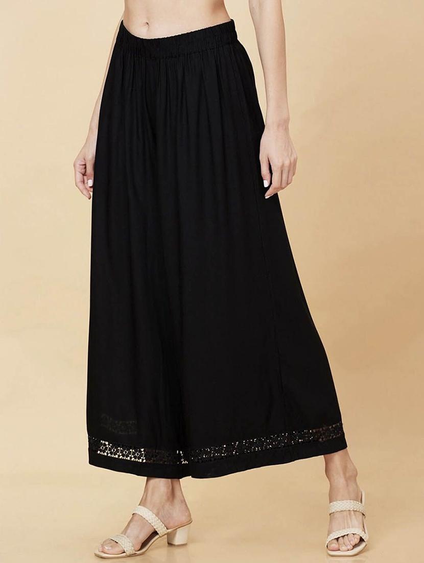 women solid mid rise flared palazzo - 21966999 -  Standard Image - 1