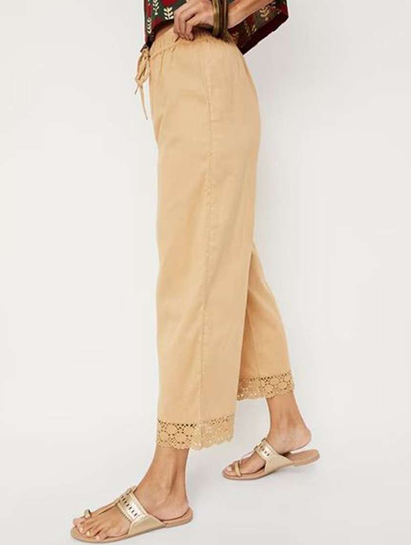 women solid high rise flared palazzo - 21967001 -  Standard Image - 1