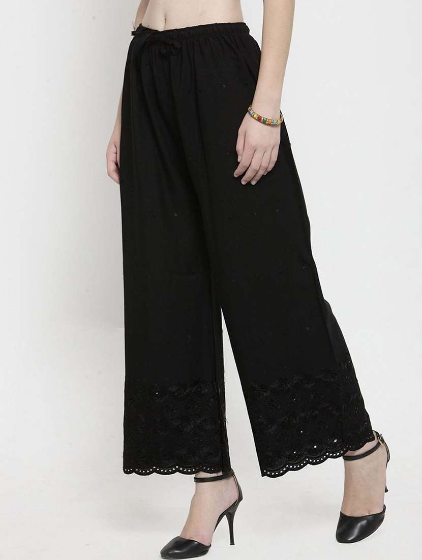 women embroidered high rise flared palazzo - 21967002 -  Standard Image - 1