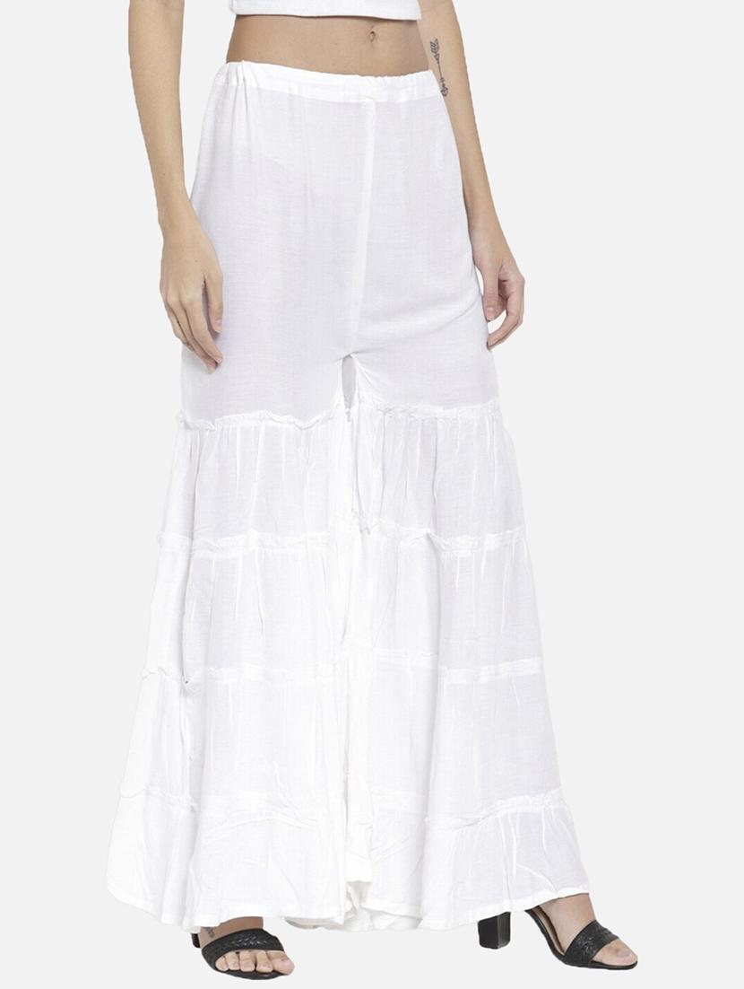 women white solid mid rise sharara - 21967005 - Standard Image - 1
