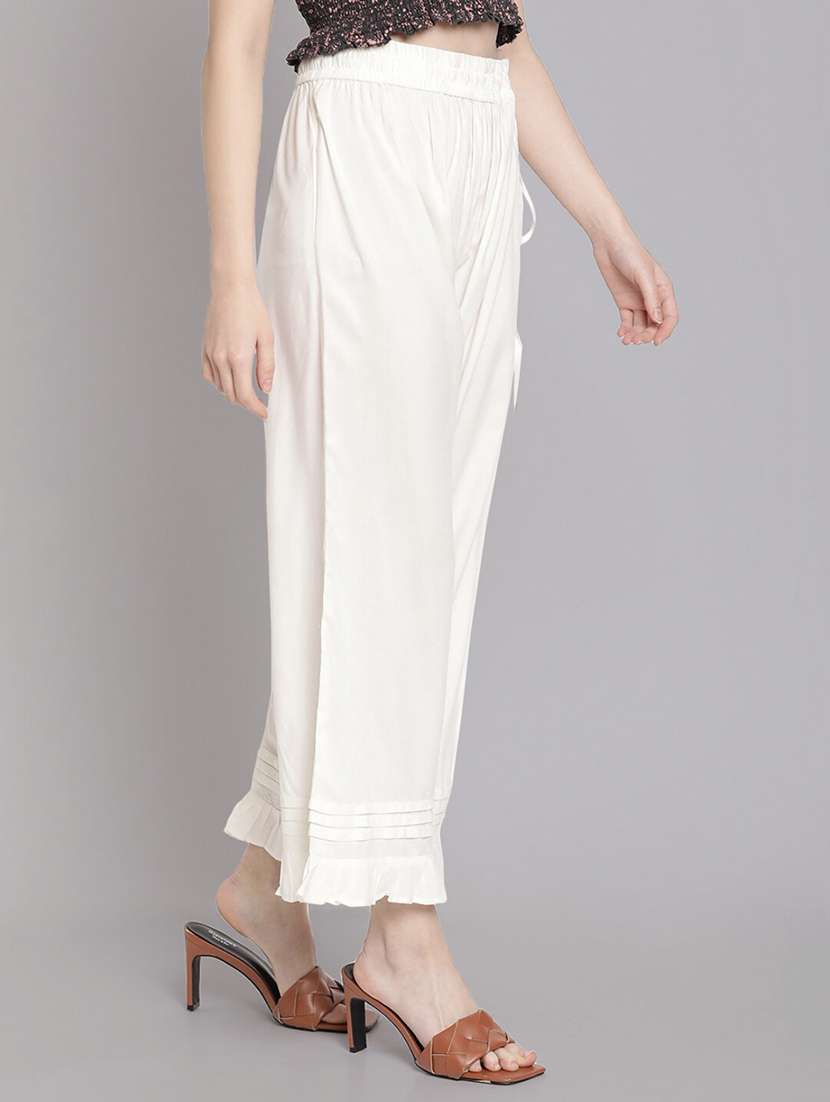 women solid high rise straight palazzo - 21967010 -  Standard Image - 1