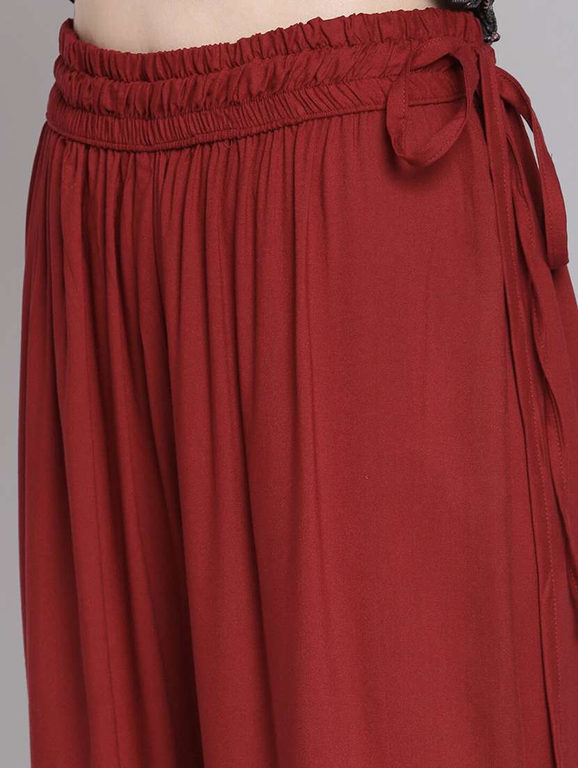 women solid mid rise straight palazzo - 21967014 - Standard Image - 4