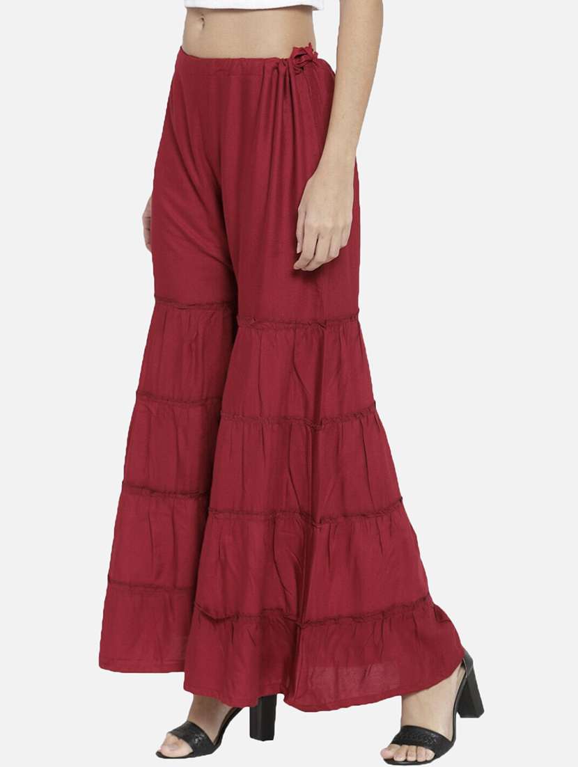 women solid mid rise sharara - 21967015 -  Standard Image - 1