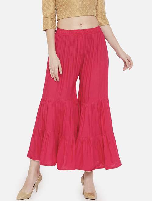 women solid mid rise sharara