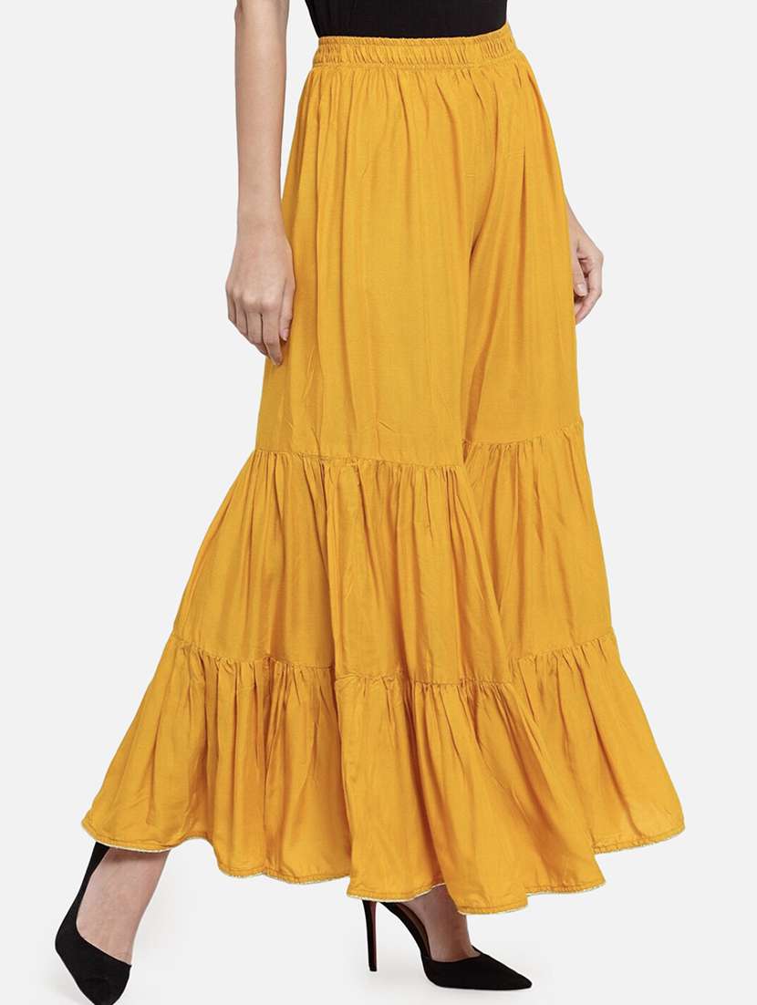 women yellow solid mid rise sharara - 21967021 -  Standard Image - 1